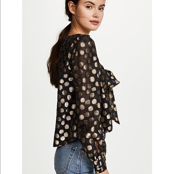 For love and lemons lottie tie front dot blouse xs - Picture 2 of 10